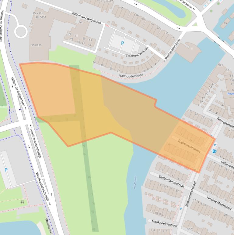 Kaart van postcodegebied 3114BW.