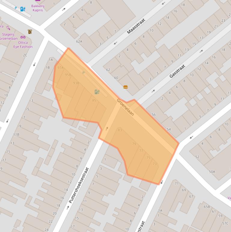 Kaart van postcodegebied 3114CC.