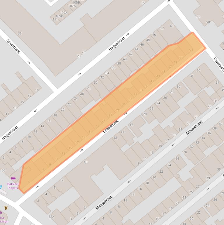 Kaart van postcodegebied 3114NJ.