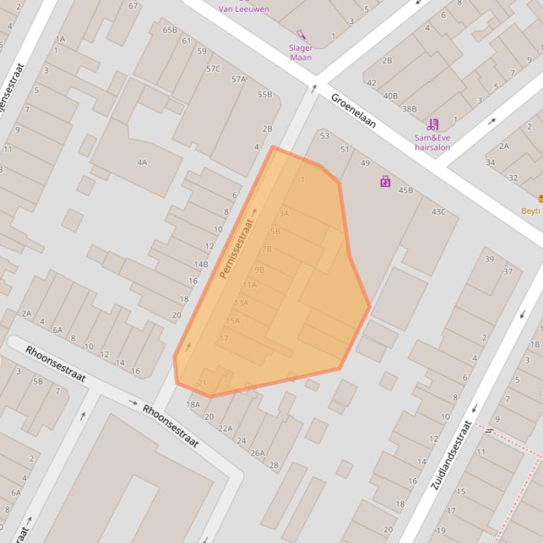 Kaart van postcodegebied 3114PG.