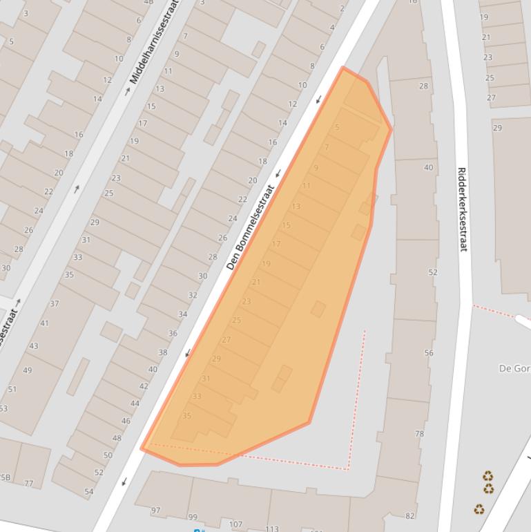 Kaart van postcodegebied 3114RA.