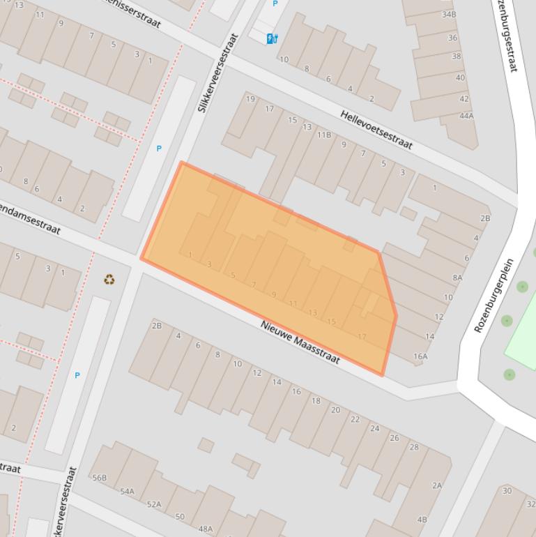 Kaart van postcodegebied 3114TA.