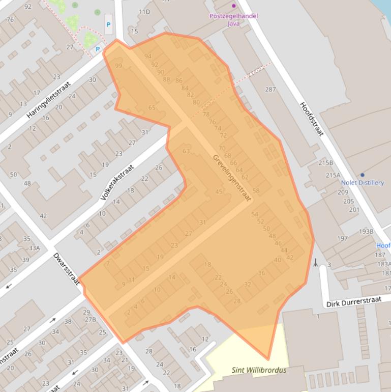 Kaart van postcodegebied 3114WB.
