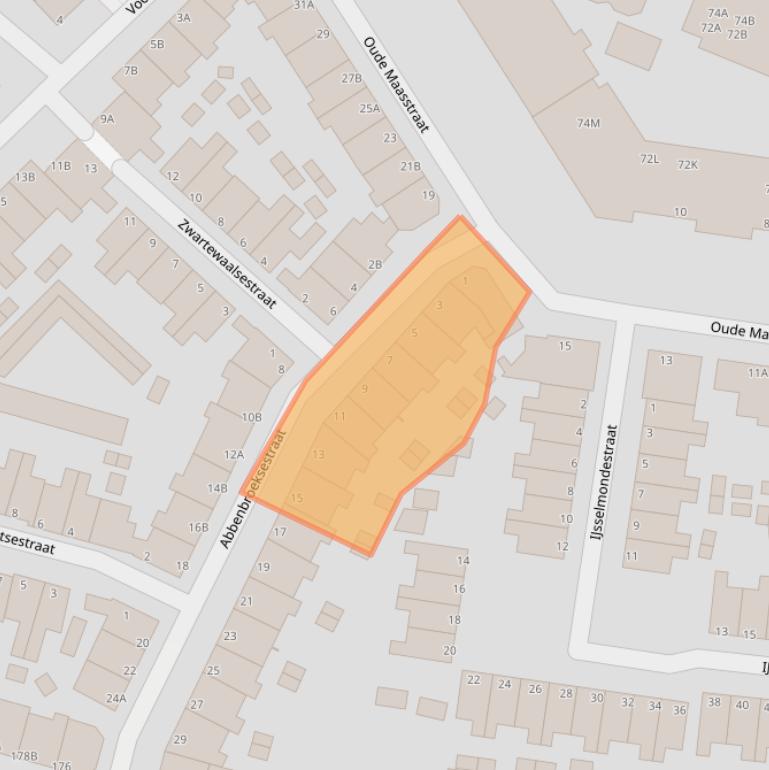 Kaart van postcodegebied 3114XA.