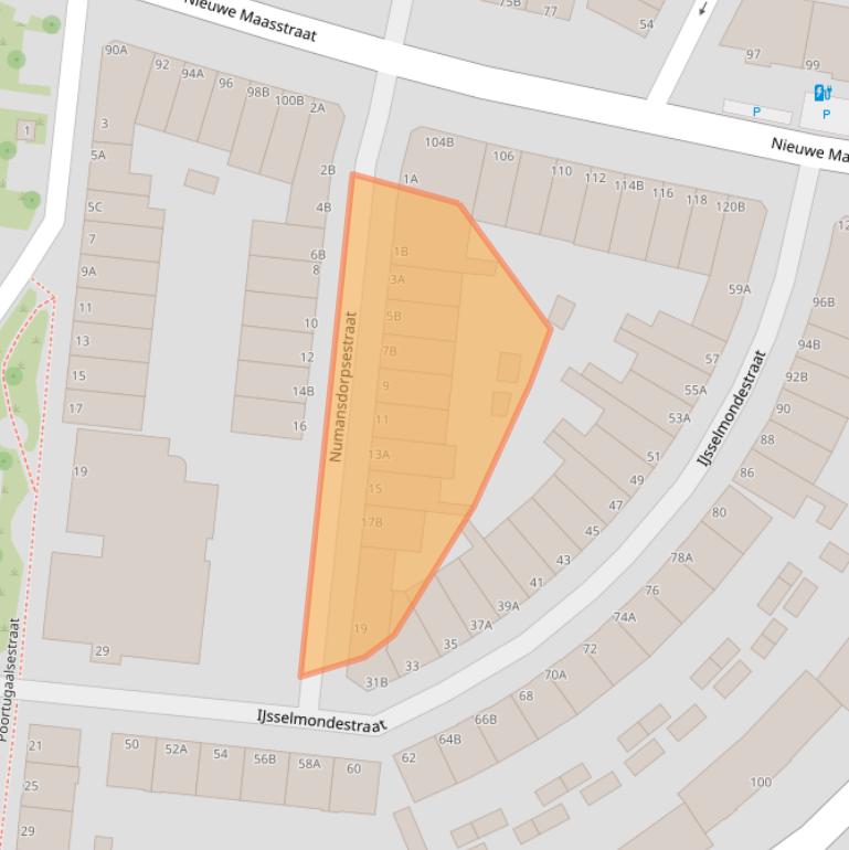 Kaart van postcodegebied 3114XE.