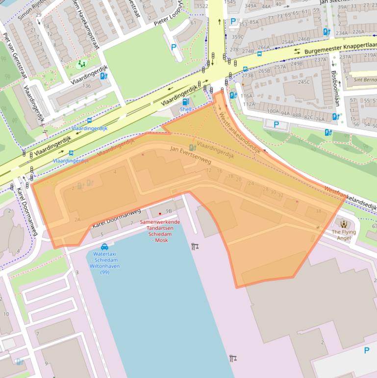 Kaart van postcodegebied 3115JA.