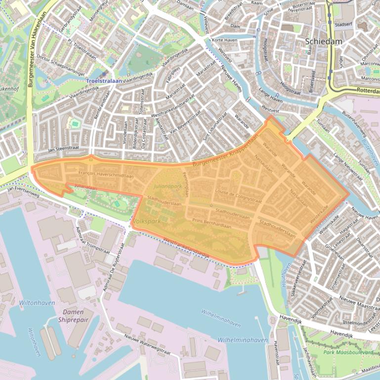 Kaart van postcodegebied 3116.