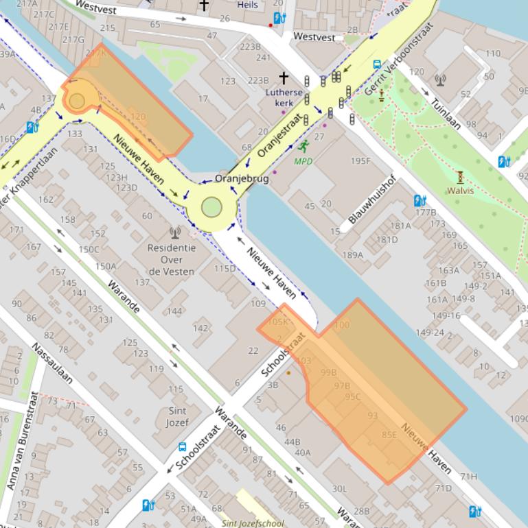 Kaart van postcodegebied 3116AB.