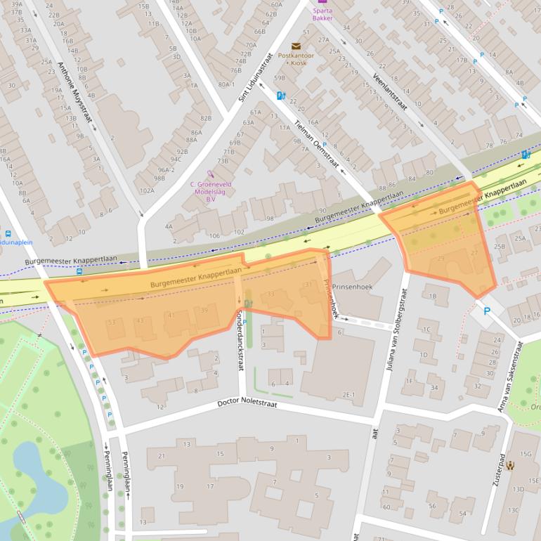 Kaart van postcodegebied 3116BB.