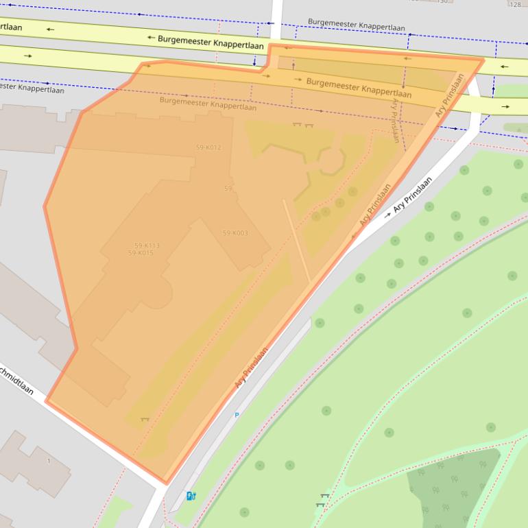 Kaart van postcodegebied 3116BC.