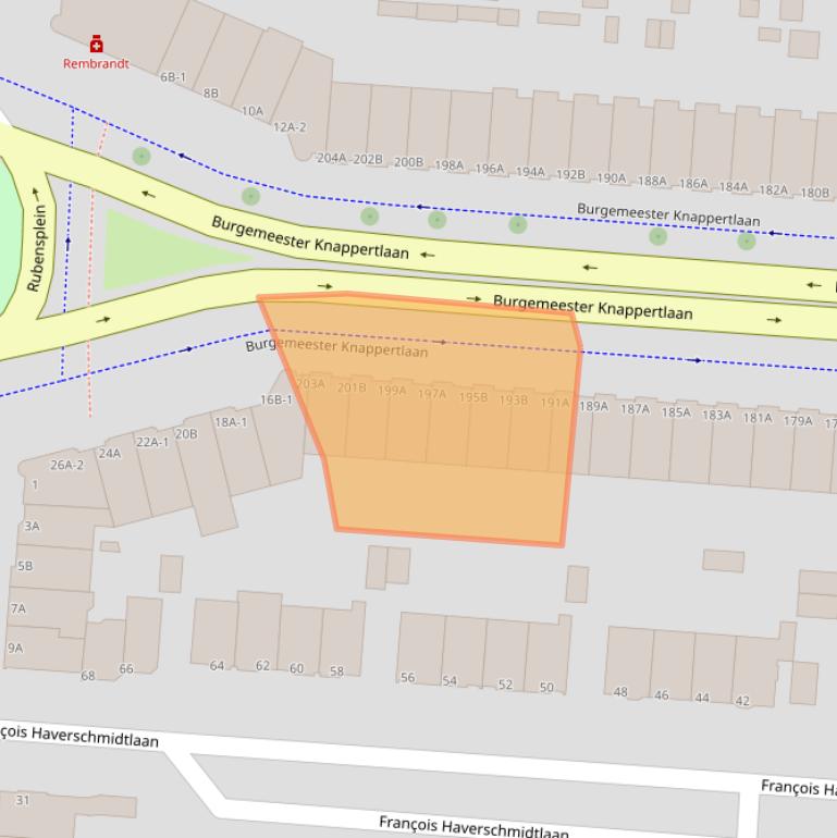 Kaart van postcodegebied 3116BG.