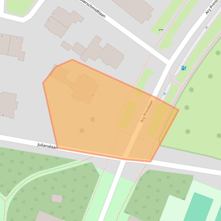 Kaart van postcodegebied 3116JA.