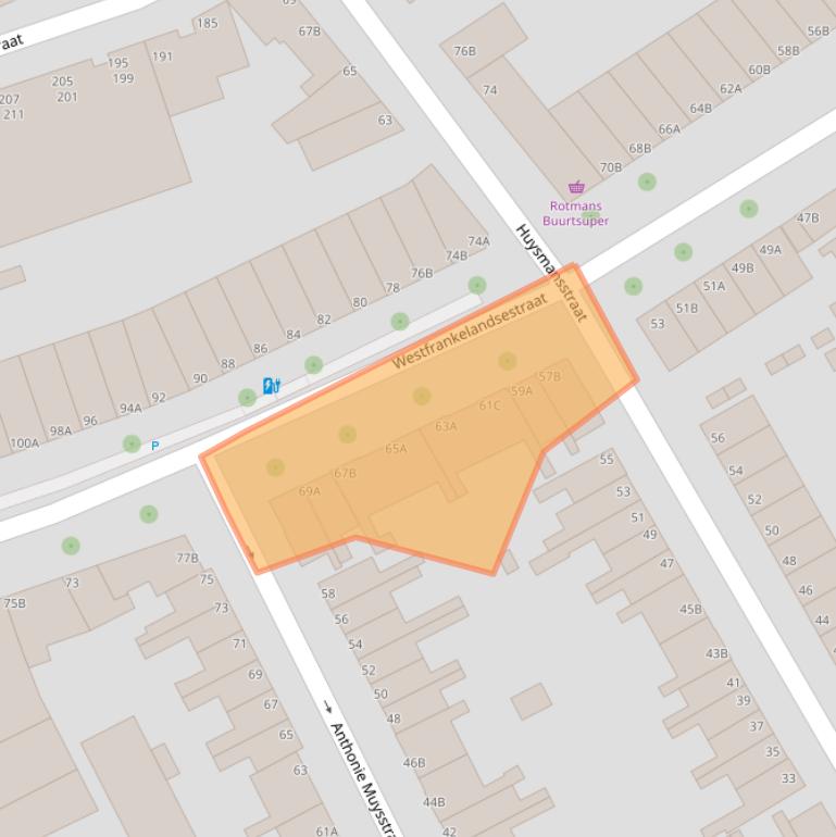 Kaart van postcodegebied 3117AK.