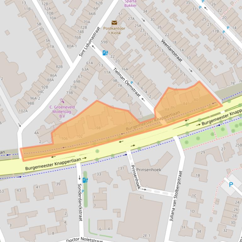 Kaart van postcodegebied 3117BC.