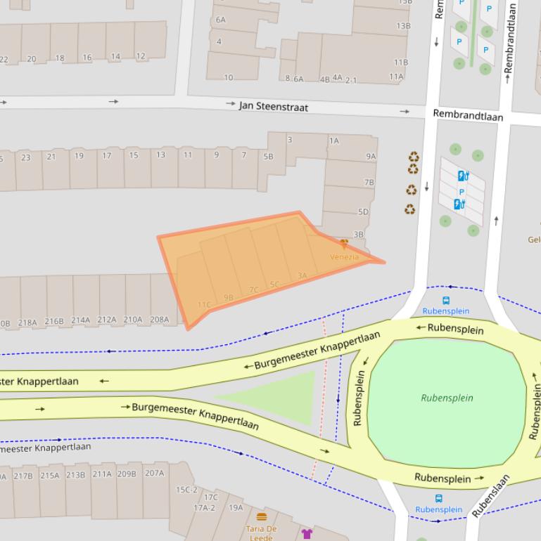 Kaart van postcodegebied 3117BJ.