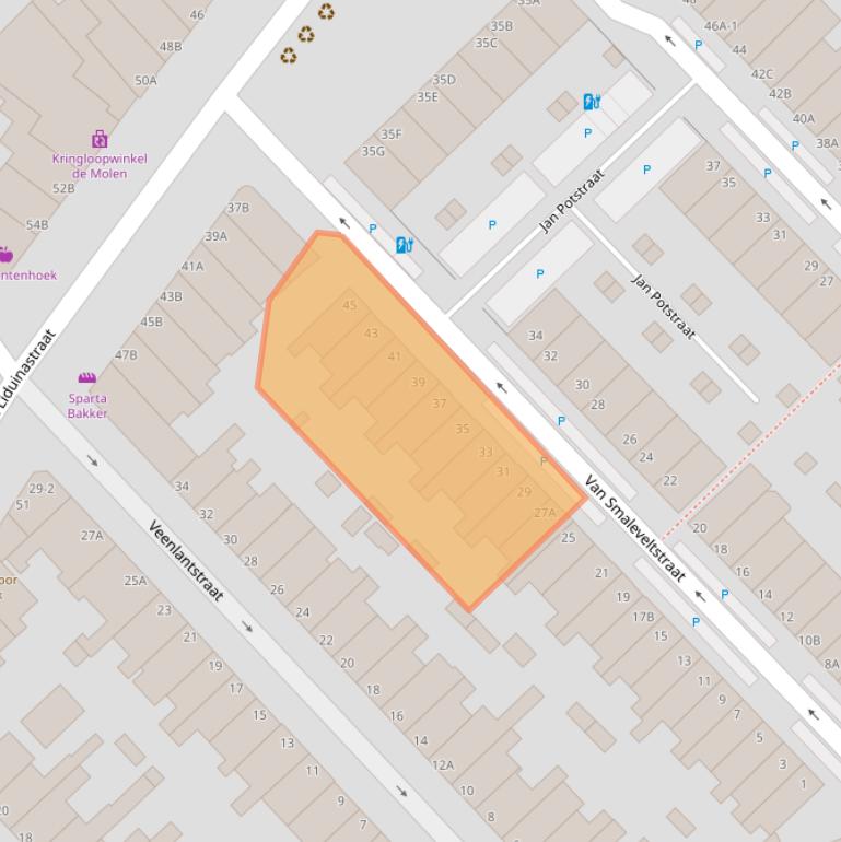 Kaart van postcodegebied 3117CG.