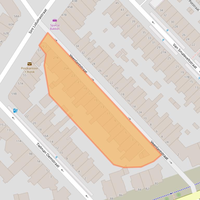 Kaart van postcodegebied 3117CJ.