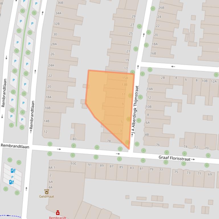 Kaart van postcodegebied 3117RA.