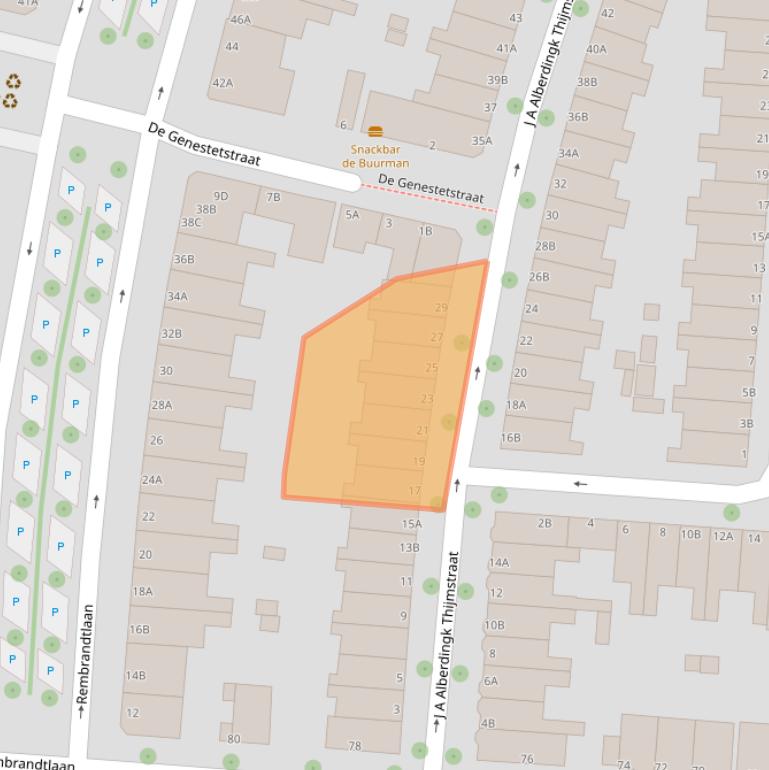 Kaart van postcodegebied 3117RB.