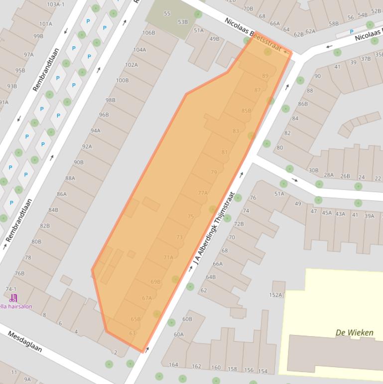 Kaart van postcodegebied 3117RE.