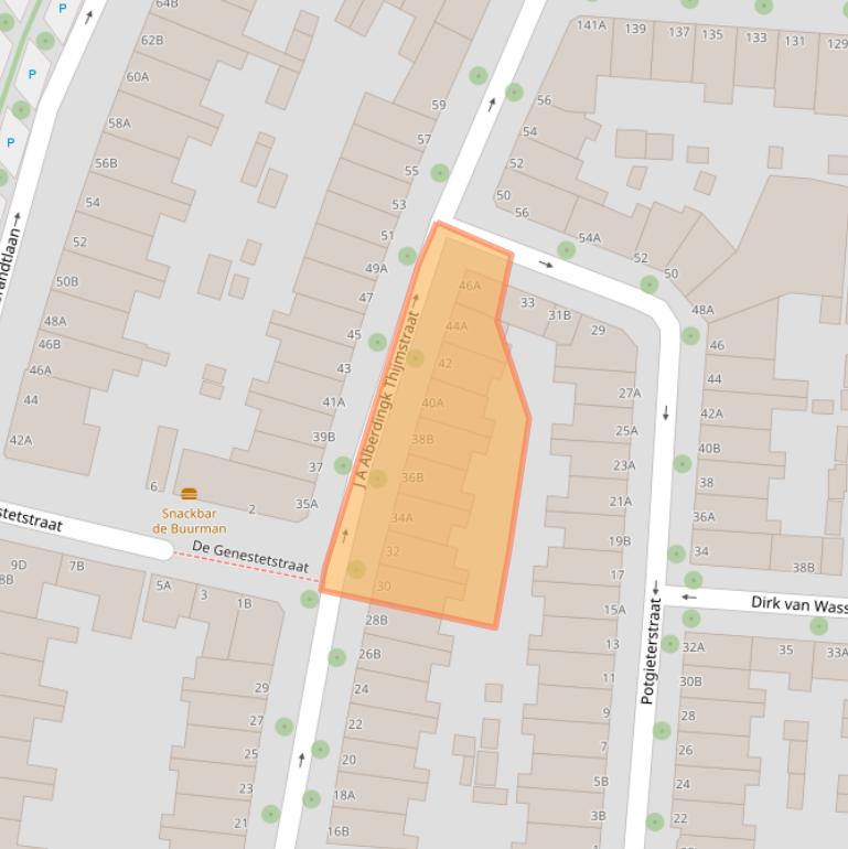 Kaart van postcodegebied 3117RJ.