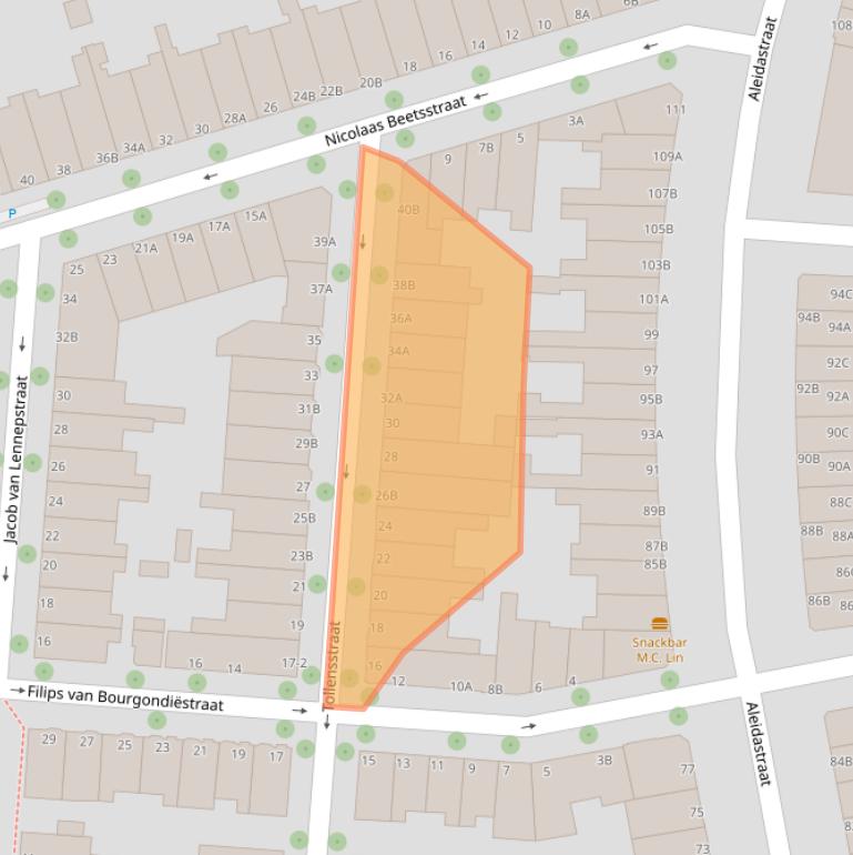 Kaart van postcodegebied 3117SZ.