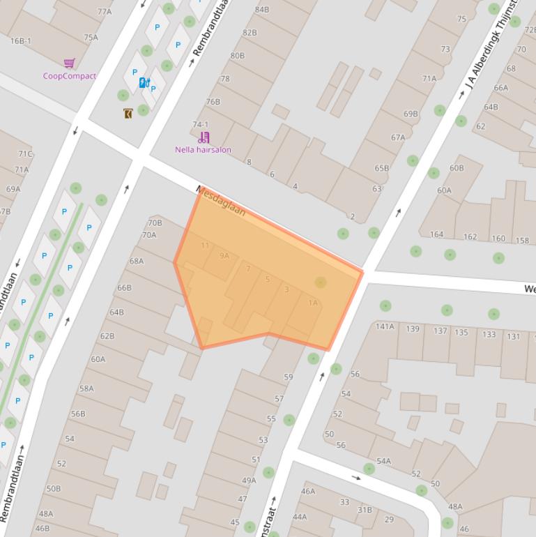 Kaart van postcodegebied 3117TG.