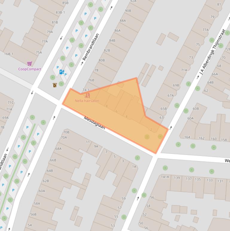 Kaart van postcodegebied 3117TJ.