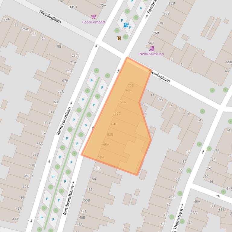 Kaart van postcodegebied 3117VN.