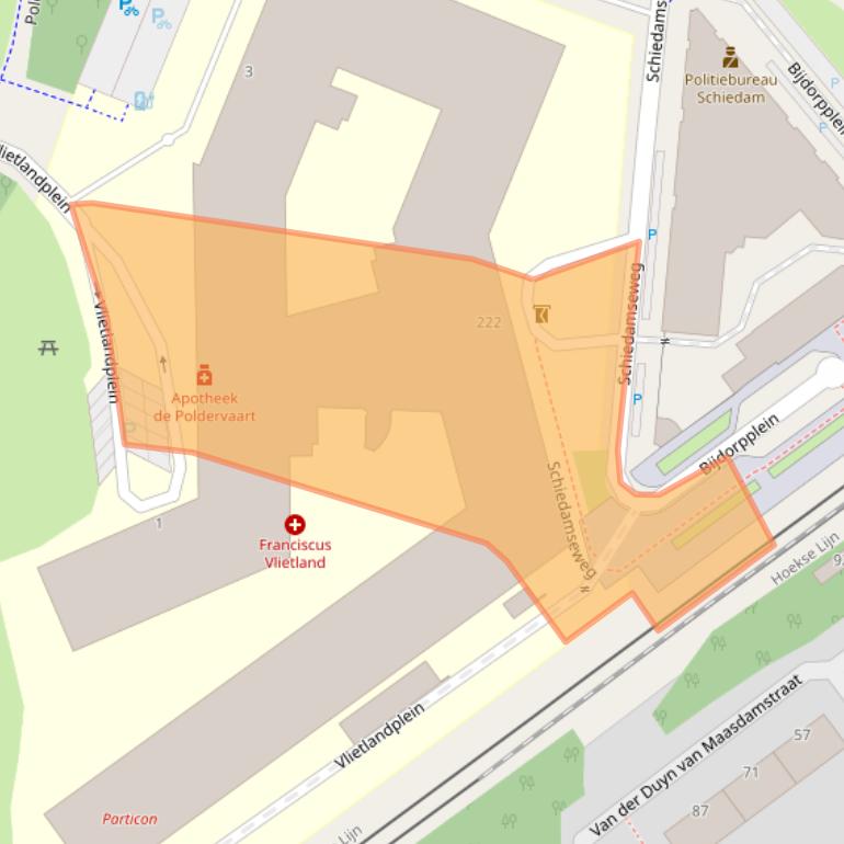 Kaart van postcodegebied 3118JG.