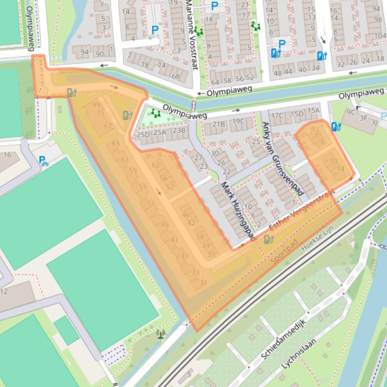 Kaart van postcodegebied 3118JK.