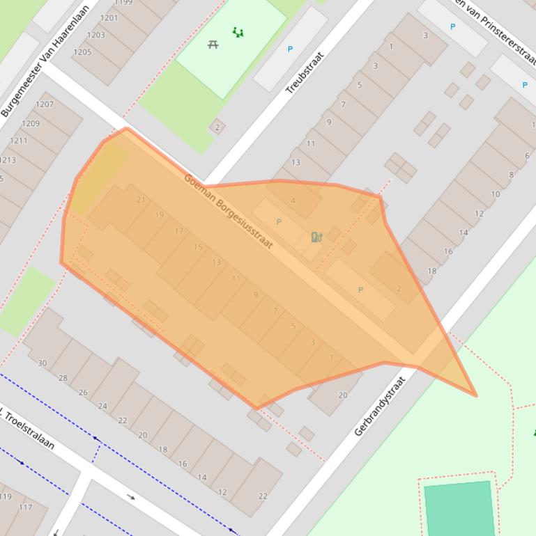 Kaart van postcodegebied 3118TV.