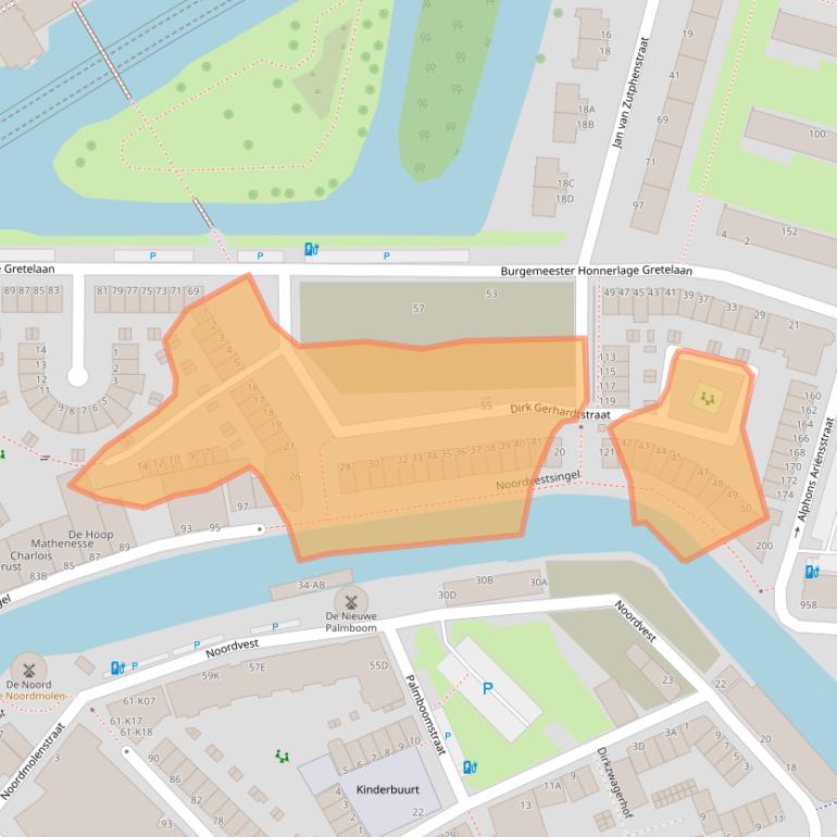 Kaart van postcodegebied 3119BT.
