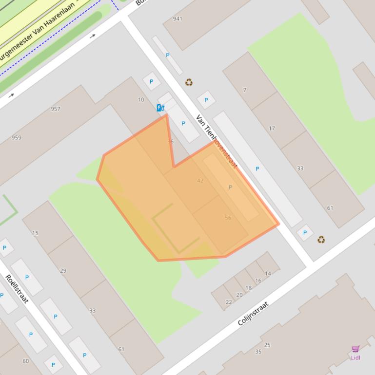 Kaart van postcodegebied 3119RZ.