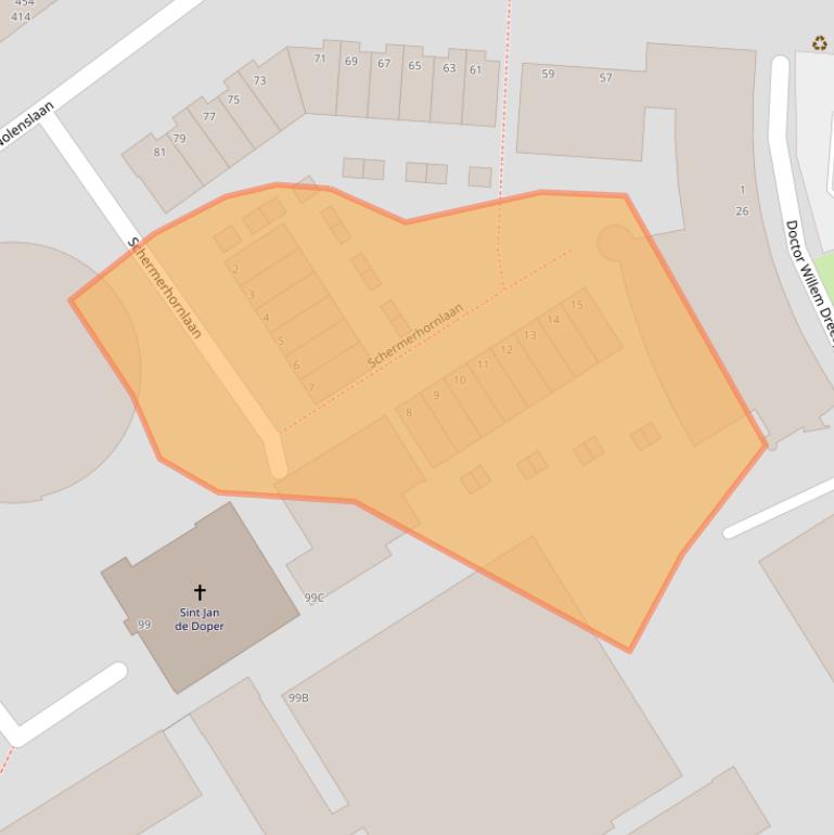 Kaart van postcodegebied 3119SJ.