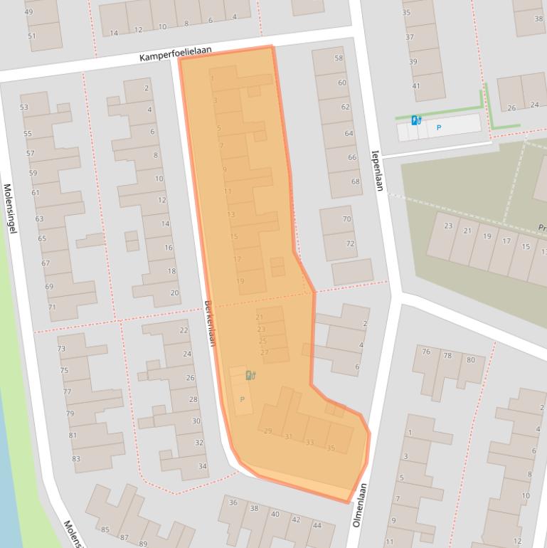 Kaart van postcodegebied 3121AA.