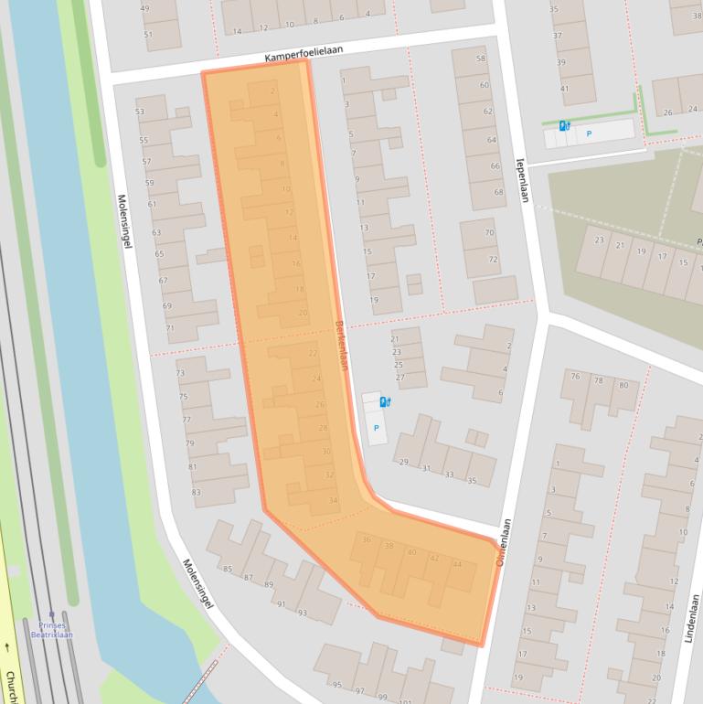 Kaart van postcodegebied 3121AB.