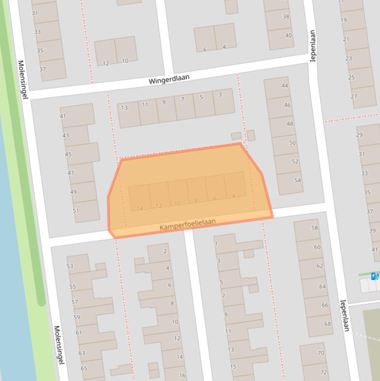 Kaart van postcodegebied 3121AE.