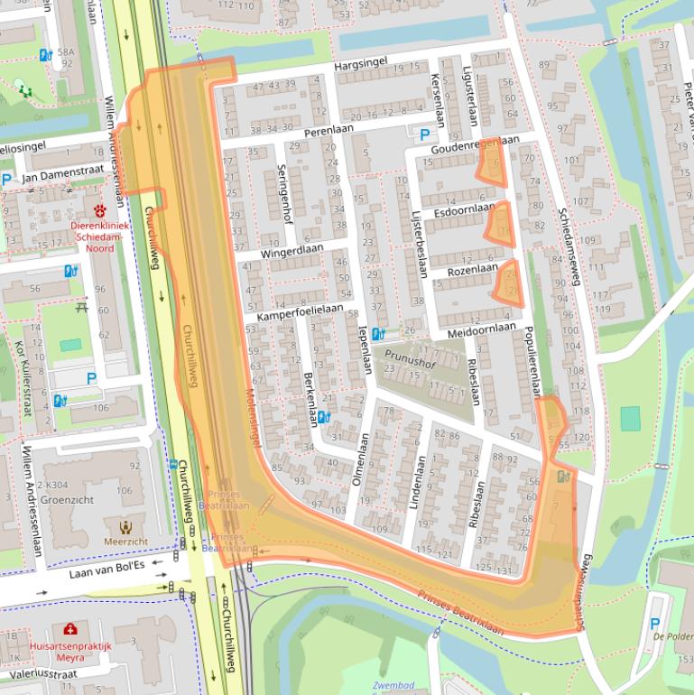 Kaart van postcodegebied 3121AN.