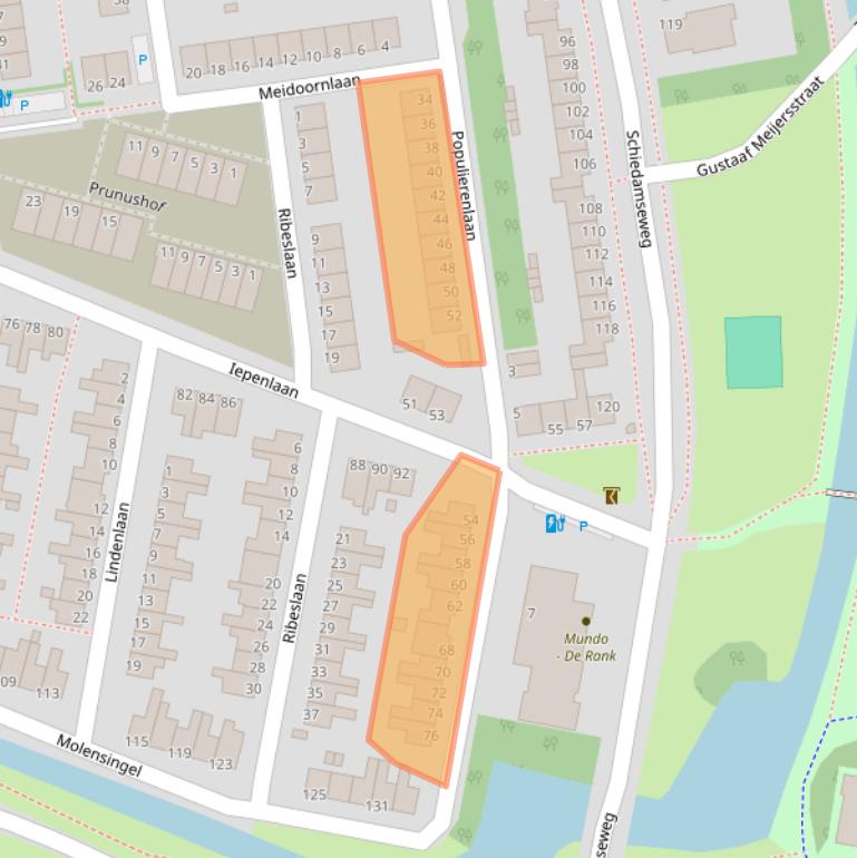 Kaart van postcodegebied 3121AP.