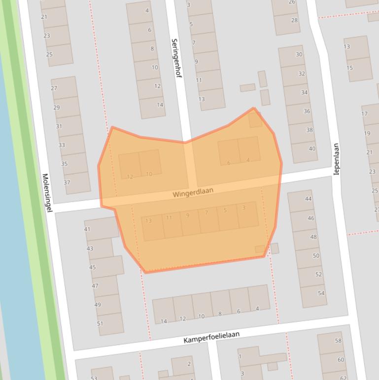 Kaart van postcodegebied 3121AW.