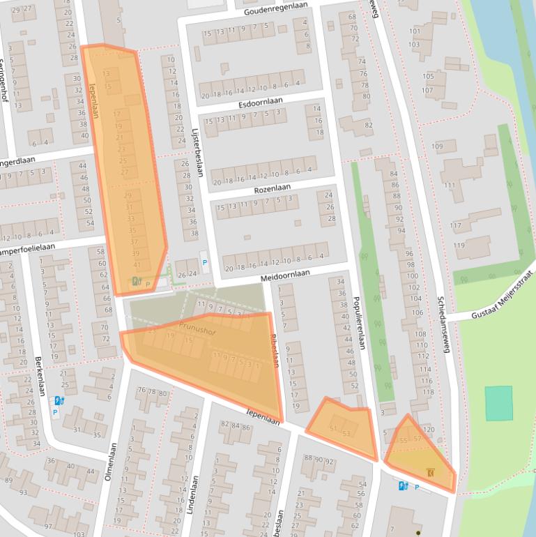 Kaart van postcodegebied 3121BA.