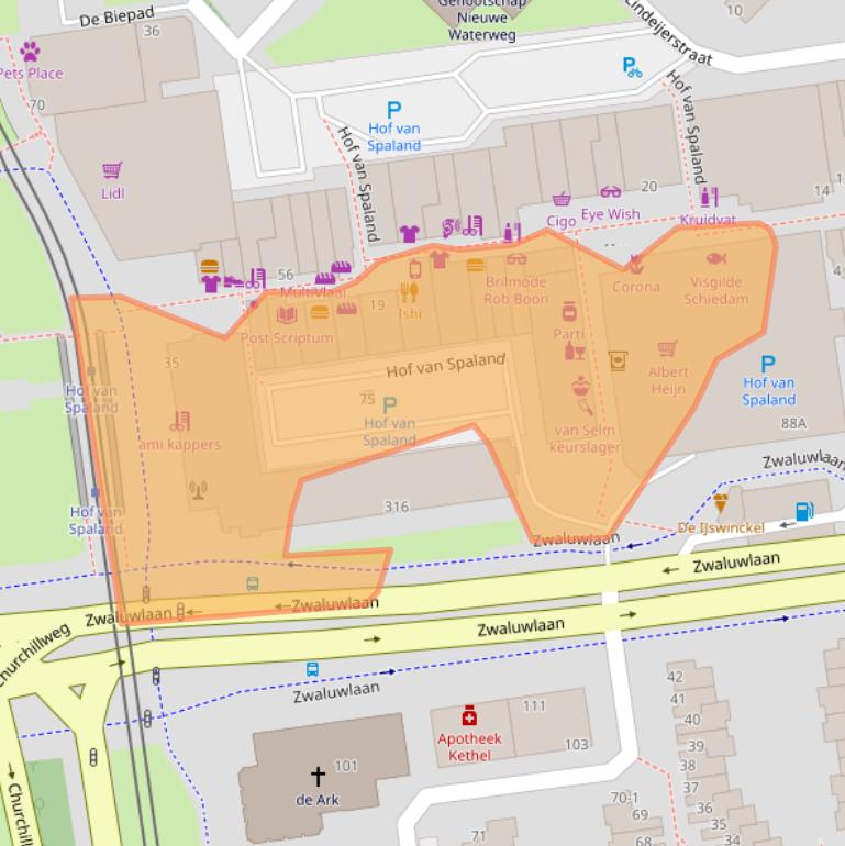Kaart van postcodegebied 3121CA.