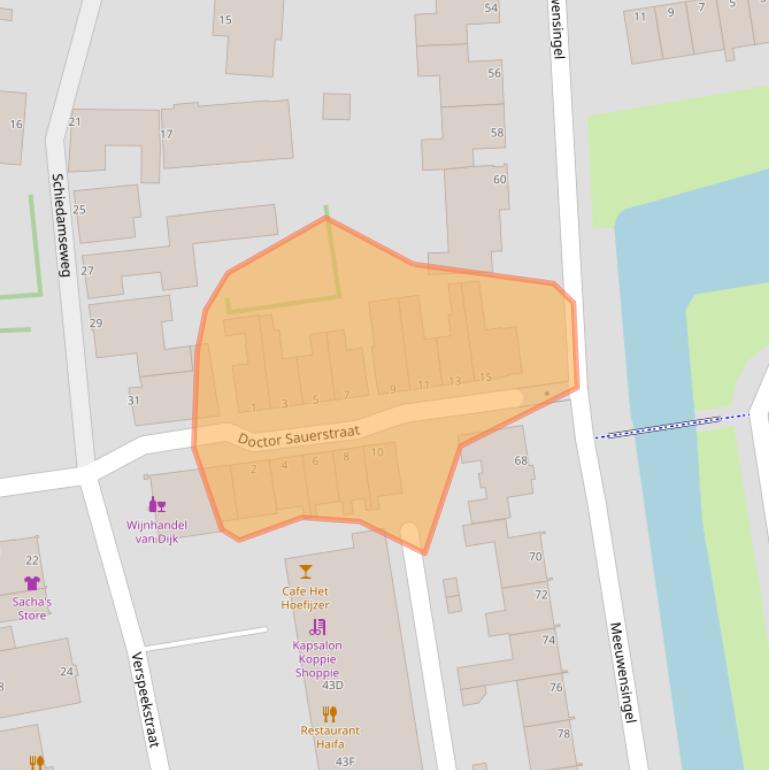 Kaart van postcodegebied 3121JA.