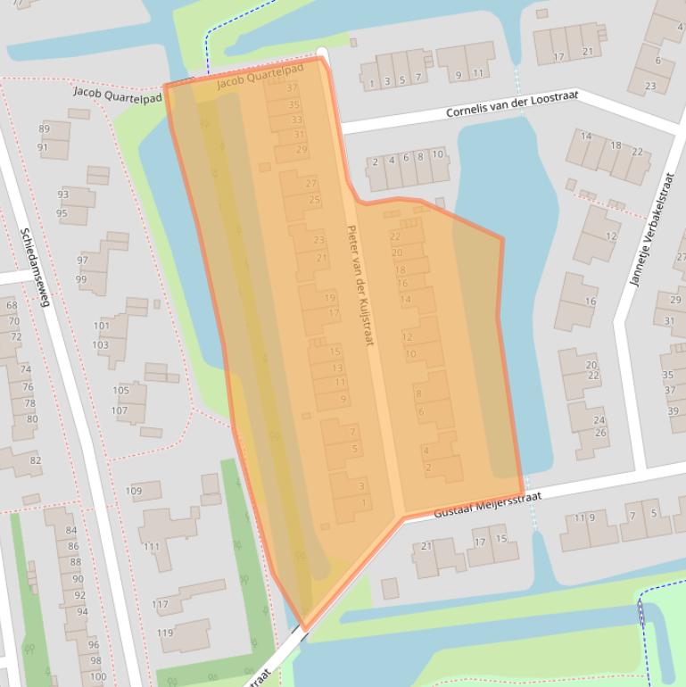 Kaart van postcodegebied 3121JR.