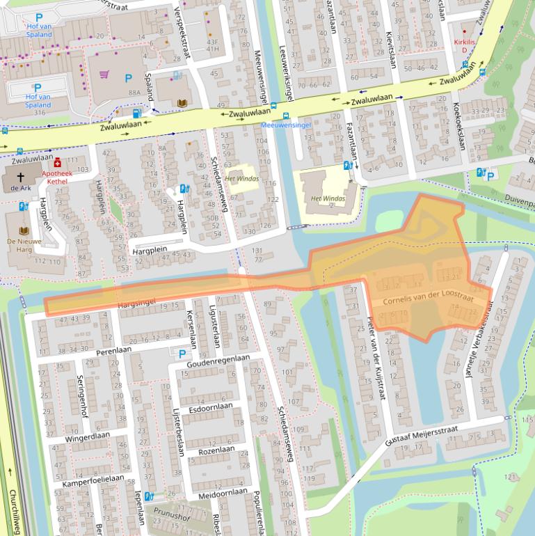 Kaart van postcodegebied 3121JS.