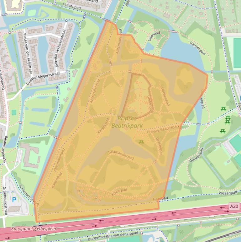 Kaart van postcodegebied 3121KJ.