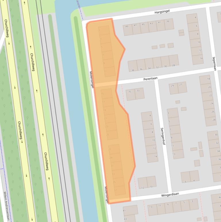 Kaart van postcodegebied 3121VJ.