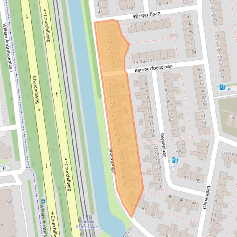 Kaart van postcodegebied 3121VK.