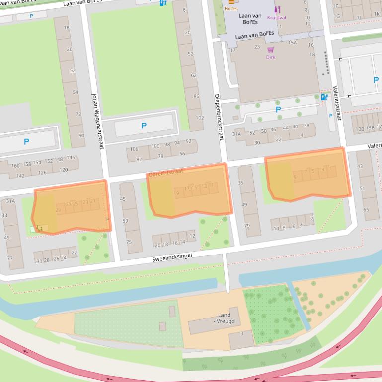 Kaart van postcodegebied 3122AG.